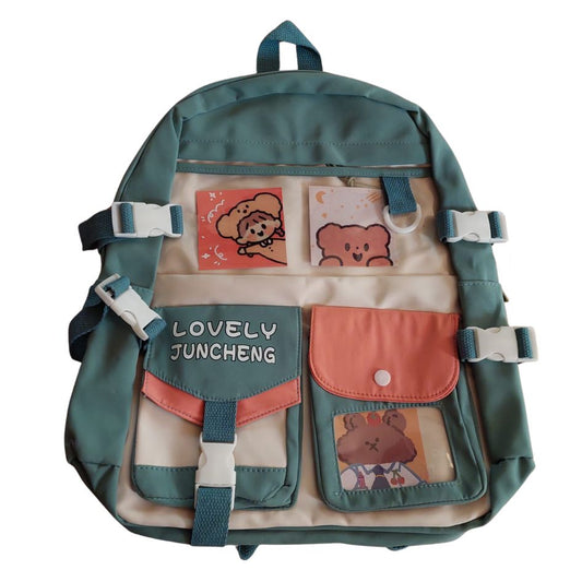 Mochila Para Niños Escolar Kawaii -VERDE