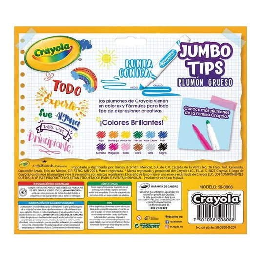 Marcador Para Colorear Grueso Lavable Estuche con 12 Piezas Crayola
