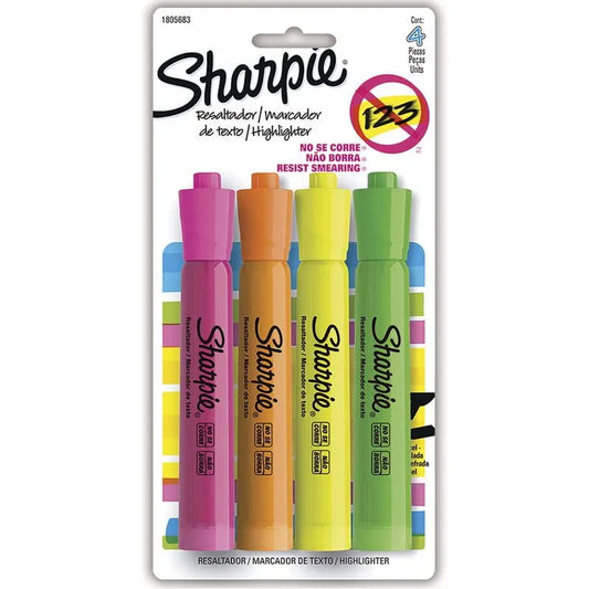 Marcatextos Fluorescente Grueso Colores Surtidos Blíster con 4 Piezas Sharpie