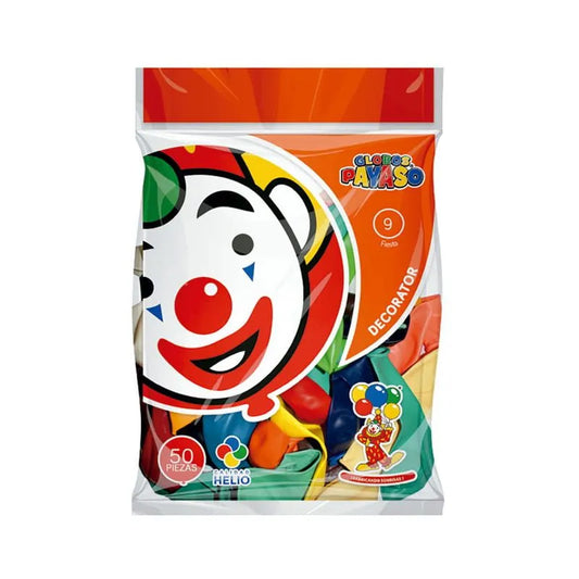 Globo para Fiesta Número 9 Colores Surtidos Bolsa con 50 Piezas Decorator