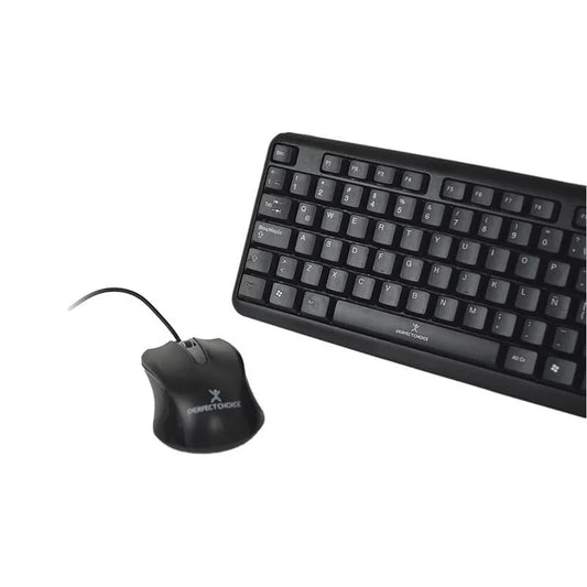Juego de Teclado con Mouse USB Negro Antiderrames Perfect Choice