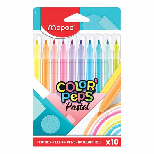 Marcador para Colorear Delgado Colores Pastel con 10 Piezas Color Peps Maped✨😉😃😃😃😊