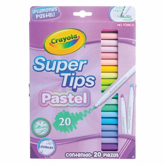Marcador para Colorear Delgado Colores Pastel Estuche con 20 Piezas Supertips Crayola
