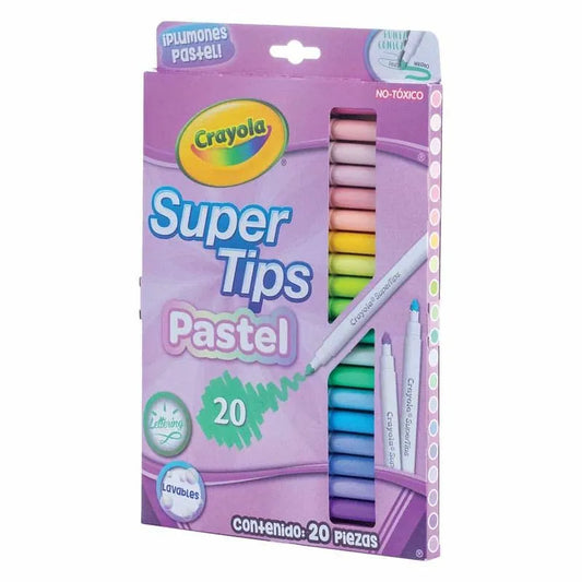 Marcador para Colorear Delgado Colores Pastel Estuche con 20 Piezas Supertips Crayola