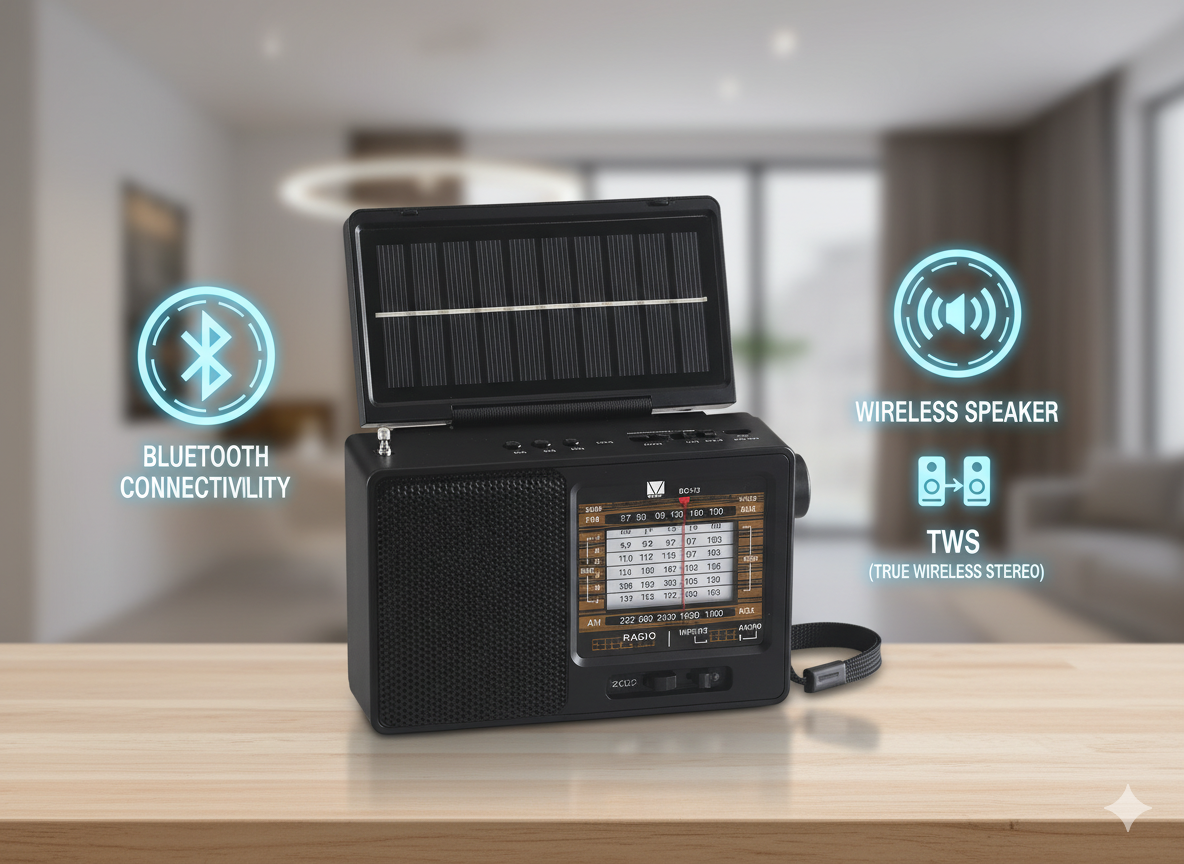 Radio, Fm, Am, Marca Maíz, Panel Solar Bluetooth, Usb.